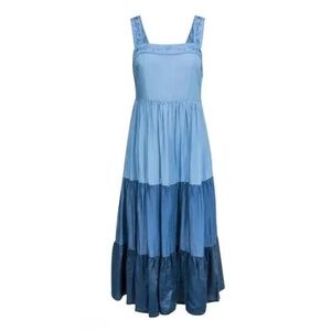 Broome Street Kate Spade Denim Chambray Tiered Maxi Dress XS